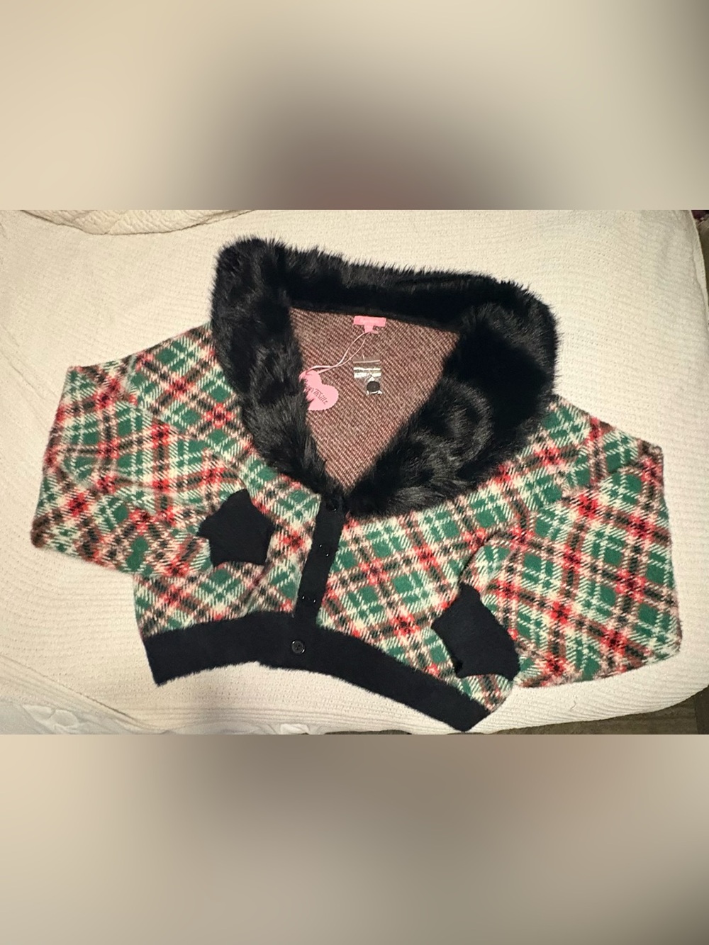 Sugar thrillz plaid cropped sweater 3x